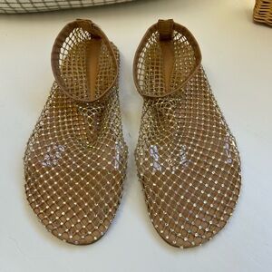 Crystal Mesh Flats, Nude Size 7